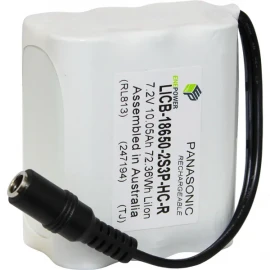 LICB-18650-2S3P-HC-R - 7.2V 10.05Ah high capacity LiIon battery with CE180 2.1mm DC jack