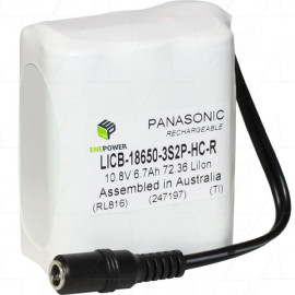 LICB-18650-3S2P-HC-R - 10.8V 6.7Ah High Capacity LiIon Battery with CE180 2.1mm DC Jack