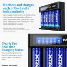 XTAR MC6C USB Input Automatic Six Channel 1-6 Cell Lithium Ion Battery Charger