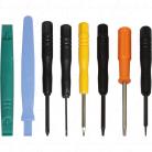 Specialised screwdriver set containing torx Kit consists of Size 0, Size 1, T5, T6, T8, Pentalobe & 2x plastic spudgers.